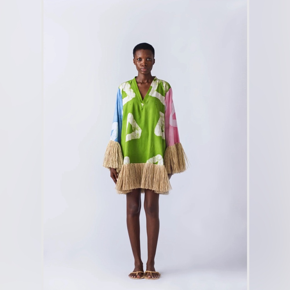 Hanifa Multicolor Mini Dress with Fringe